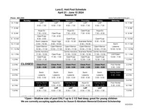 Pool Schedule S IV April 21 - June 15 2024